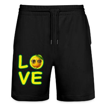 LOVE ZITRONE - Stanley/Stella Unisex Bio Joggingshorts Trainer  - Schwarz - Vorne - Nik (191cm) & Marisol (170cm)