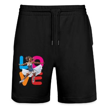 L’AMOUR DU PATINAGE ARTISTIQUE - Short de jogging bio TRAINER Stanley/Stella unisexe - noir - Devant - Nik (191cm) & Marisol (170cm)