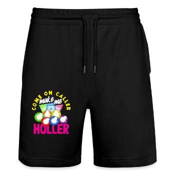 Bingo Spieler Komm Rufe Mich An - Stanley/Stella Unisex Bio Joggingshorts Trainer  - Schwarz - Vorne - Nik (191cm) & Marisol (170cm)