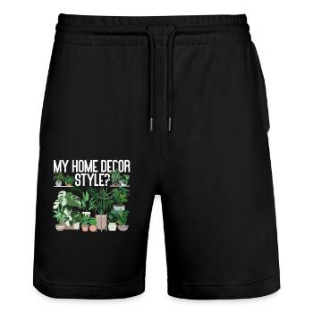 Plant Lover Gardening My Home - Stanley/Stella Trainer Unisex Organic Jogging Shorts - black - Front - Nik (191cm) & Marisol (170cm)