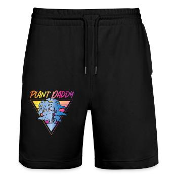 Plant Lover Gardening Dad Monstera - Stanley/Stella Unisex Bio Joggingshorts Trainer  - Schwarz - Vorne - Nik (191cm) & Marisol (170cm)