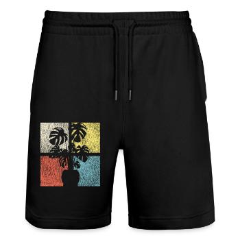 Plant Lover Gardening Monstera - Stanley/Stella Trainer Unisex Organic Jogging Shorts - black - Front - Nik (191cm) & Marisol (170cm)