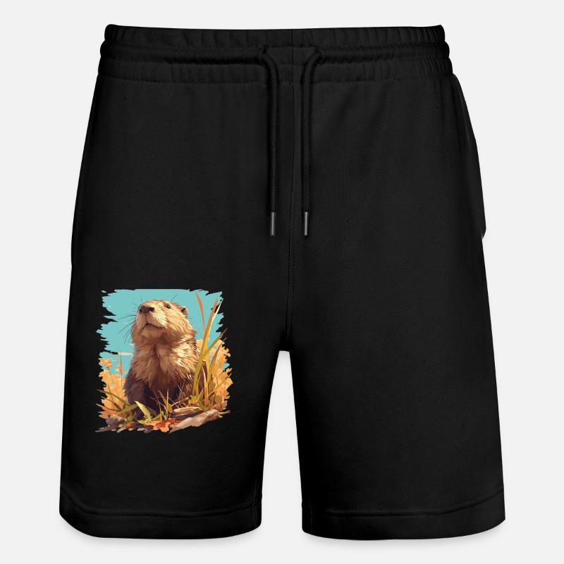 Bisamratten Bisamratte - Stanley/Stella Unisex Bio Joggingshorts Trainer - Schwarz