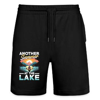 Ein Weiterer Sommer Am See: Kanufahren Abenteurer - Stanley/Stella Unisex Bio Joggingshorts Trainer  - Schwarz - Vorne - Nik (191cm) & Marisol (170cm)