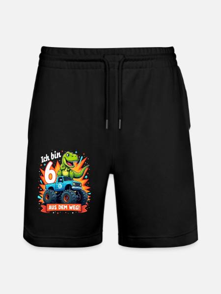 Dinosaur 6th Birthday Monster Truck - Stanley/Stella Trainer Unisex Organic Jogging Shorts - black