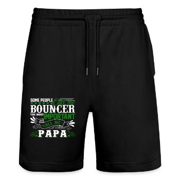 Bouncer Papa - Stanley/Stella Trainer Unisex Organic Jogging Shorts - black - Front - Nik (191cm) & Marisol (170cm)