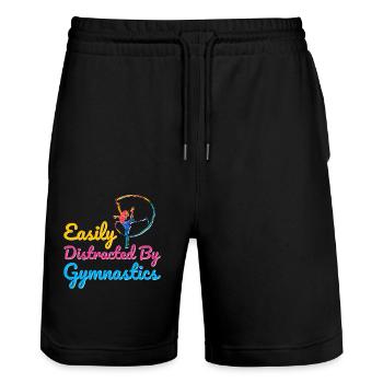 Gymnastik Training Fitness Gym - Stanley/Stella Unisex Bio Joggingshorts Trainer  - Schwarz - Vorne - Nik (191cm) & Marisol (170cm)