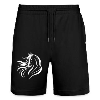 Chevaux Disant Sports Equestres Drôle Cheval Cadeau - Short de jogging bio TRAINER Stanley/Stella unisexe - noir - Devant - Nik (191cm) & Marisol (170cm)
