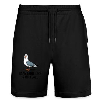 Möwe, Is Mir Egal - Ganz Ehrlich? Lustiges Motiv - Stanley/Stella Unisex Bio Joggingshorts Trainer  - Schwarz - Vorne - Nik (191cm) & Marisol (170cm)