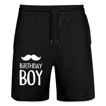 Birthday Boy – Anniversaire avec une moustache - Short de jogging bio TRAINER Stanley/Stella unisexe - noir - Devant - Nik (191cm) & Marisol (170cm)