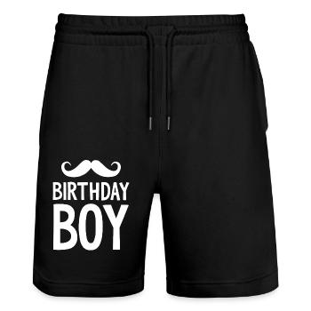 Birthday Boy – Anniversaire avec une moustache - Short de jogging bio TRAINER Stanley/Stella unisexe - noir - Devant - Nik (191cm) & Marisol (170cm)