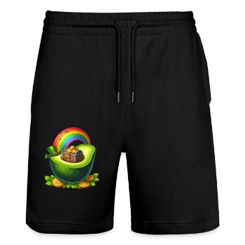 Avocado St. Patrick's Day - Stanley/Stella Trainer Unisex Organic Jogging Shorts - black - Front - Nik (191cm) & Marisol (170cm)