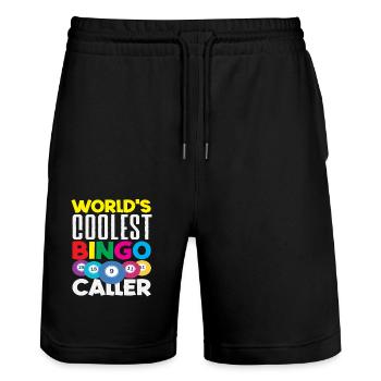 Bingo Player Coolest Caller Worldwide - Stanley/Stella Trainer Unisex Organic Jogging Shorts - black - Front - Nik (191cm) & Marisol (170cm)