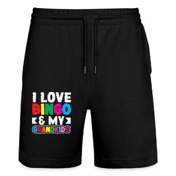 Bingo Players Love Grandchildren - Stanley/Stella Trainer Unisex Organic Jogging Shorts - black - Front - Nik (191cm) & Marisol (170cm)