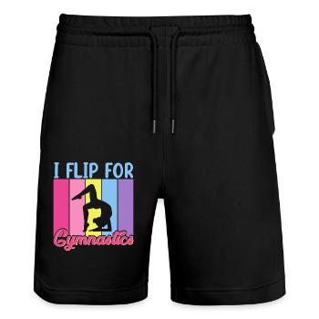 Gymnastik Training Fitness Gym - Stanley/Stella Unisex Bio Joggingshorts Trainer  - Schwarz - Vorne - Nik (191cm) & Marisol (170cm)