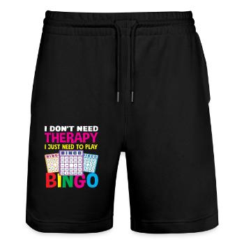 Bingo Spieler Keine Therapie Nur Bingo - Stanley/Stella Unisex Bio Joggingshorts Trainer  - Schwarz - Vorne - Nik (191cm) & Marisol (170cm)