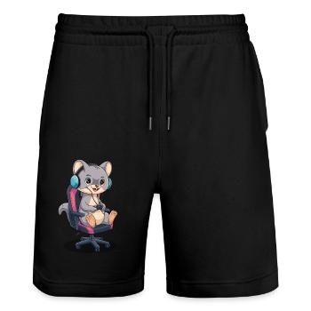 Wiesel - Stanley/Stella Unisex Bio Joggingshorts Trainer  - Schwarz - Vorne - Nik (191cm) & Marisol (170cm)