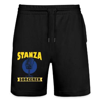 Poésie Slam Stanza Sorcier Slam Poésie - Short de jogging bio TRAINER Stanley/Stella unisexe - noir - Devant - Nik (191cm) & Marisol (170cm)
