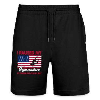 Gymnastik Training Fitness Gym - Stanley/Stella Unisex Bio Joggingshorts Trainer  - Schwarz - Vorne - Nik (191cm) & Marisol (170cm)
