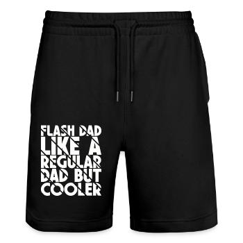 Bloc Flash Papa Boulderer - Short de jogging bio TRAINER Stanley/Stella unisexe - noir - Devant - Nik (191cm) & Marisol (170cm)