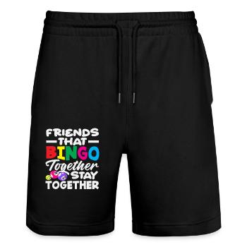 Bingo Players Friends Together Together - Stanley/Stella Trainer Unisex Organic Jogging Shorts - black - Front - Nik (191cm) & Marisol (170cm)
