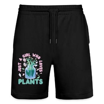 Amateur de plantes jardinière fille juste un - Short de jogging bio TRAINER Stanley/Stella unisexe - noir - Devant - Nik (191cm) & Marisol (170cm)