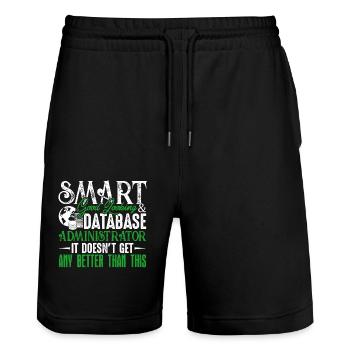 Smart Good Looking Database Administrator - Stanley/Stella Trainer Unisex Organic Jogging Shorts - black - Front - Nik (191cm) & Marisol (170cm)