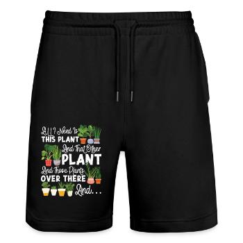 Plant Lover Jardinage Tout ce dont j’ai besoin - Short de jogging bio TRAINER Stanley/Stella unisexe - noir - Devant - Nik (191cm) & Marisol (170cm)