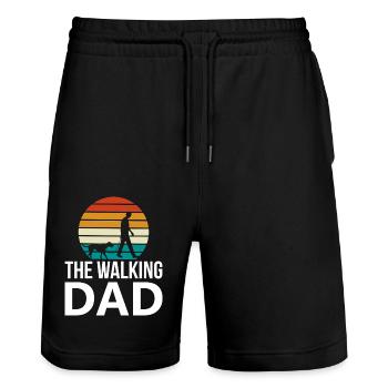 FamilienPisse Walking dad hund - Stanley/Stella Unisex Bio Joggingshorts Trainer  - Schwarz - Vorne - Nik (191cm) & Marisol (170cm)
