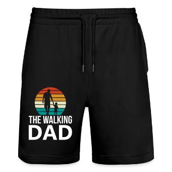 FamilienPisse Walking dad 04 - Stanley/Stella Unisex Bio Joggingshorts Trainer  - Schwarz - Vorne - Nik (191cm) & Marisol (170cm)