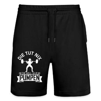 PUSSIES PUMPS Artboard 1 Copy 3 - Stanley/Stella Trainer Unisex Organic Jogging Shorts - black - Front - Nik (191cm) & Marisol (170cm)