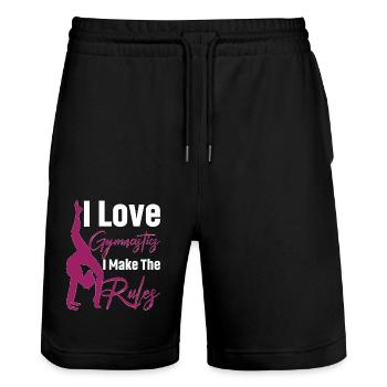 Gymnastik Training Fitness Gym - Stanley/Stella Unisex Bio Joggingshorts Trainer  - Schwarz - Vorne - Nik (191cm) & Marisol (170cm)