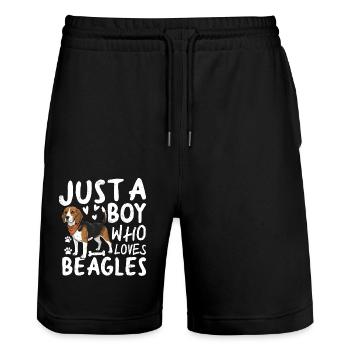 Just A Boy Who Loves Beagles - Stanley/Stella Trainer Unisex Organic Jogging Shorts - black - Front - Nik (191cm) & Marisol (170cm)