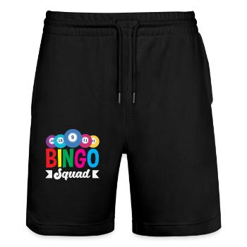 Bingo Squad Für Bingo Spieler - Stanley/Stella Unisex Bio Joggingshorts Trainer  - Schwarz - Vorne - Nik (191cm) & Marisol (170cm)