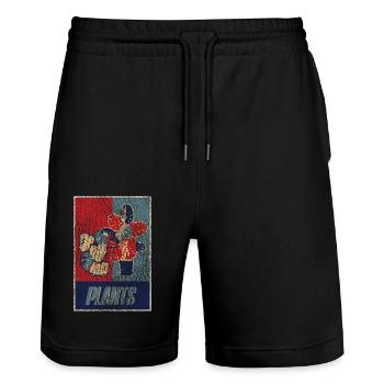 Amoureux des plantes jardinage rétro - Short de jogging bio TRAINER Stanley/Stella unisexe - noir - Devant - Nik (191cm) & Marisol (170cm)