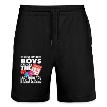 Bingo Queen Player Move Over Boys - Stanley/Stella Trainer Unisex Organic Jogging Shorts - black - Front - Nik (191cm) & Marisol (170cm)