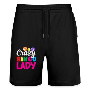 Crazy Bingo Lady Bingo Spieler - Stanley/Stella Unisex Bio Joggingshorts Trainer  - Schwarz - Vorne - Nik (191cm) & Marisol (170cm)