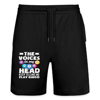 Bingo Player Voices in the Mind - Stanley/Stella Trainer Unisex Organic Jogging Shorts - black - Front - Nik (191cm) & Marisol (170cm)