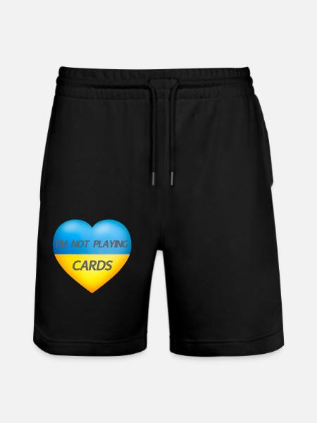I'M NOT PLAYING CARDS – UKRAINE HEART - Stanley/Stella Trainer Unisex Organic Jogging Shorts - black