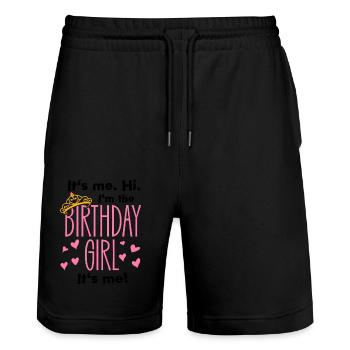 fille d’anniversaire noire omg elle est si poétique - Short de jogging bio TRAINER Stanley/Stella unisexe - noir - Devant - Nik (191cm) & Marisol (170cm)