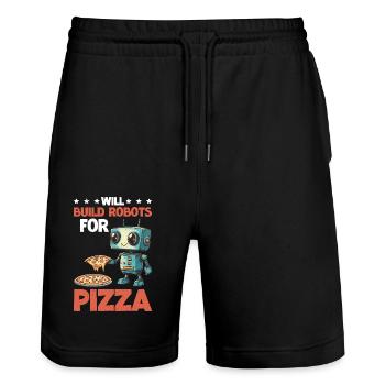Will Build Robots For Pizza 2 - Stanley/Stella Unisex Bio Joggingshorts Trainer  - Schwarz - Vorne - Nik (191cm) & Marisol (170cm)