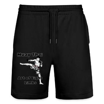 L’art du Muay Thai des huit limmbs - Short de jogging bio TRAINER Stanley/Stella unisexe - noir - Devant - Nik (191cm) & Marisol (170cm)