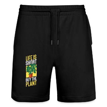 Plant Lover Gardening Monstera - Stanley/Stella Trainer Unisex Organic Jogging Shorts - black - Front - Nik (191cm) & Marisol (170cm)