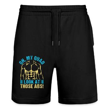 Fitness Fanatics Oh My Quad Calisthenics Gym - Stanley/Stella Trainer Unisex Organic Jogging Shorts - black - Front - Nik (191cm) & Marisol (170cm)