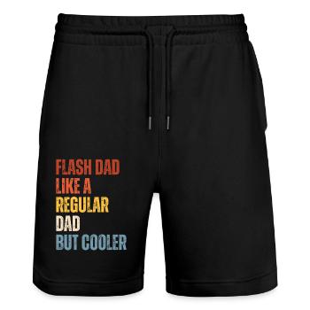Bloc Flash Papa Boulderer - Short de jogging bio TRAINER Stanley/Stella unisexe - noir - Devant - Nik (191cm) & Marisol (170cm)