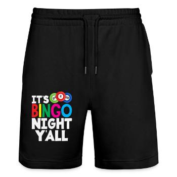 Bingo Player It's Bingo Night Y'all - Stanley/Stella Trainer Unisex Organic Jogging Shorts - black - Front - Nik (191cm) & Marisol (170cm)