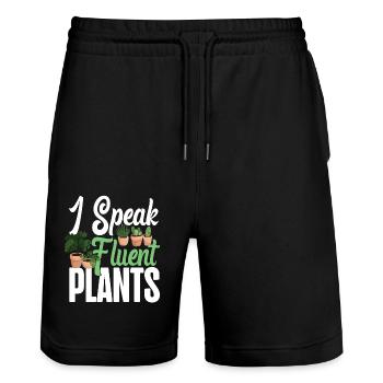 Amateur de plantes jardinage Je parle - Short de jogging bio TRAINER Stanley/Stella unisexe - noir - Devant - Nik (191cm) & Marisol (170cm)