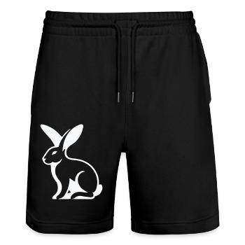 Rabbit Rabbit - Stanley/Stella Trainer Unisex Organic Jogging Shorts - black - Front - Nik (191cm) & Marisol (170cm)