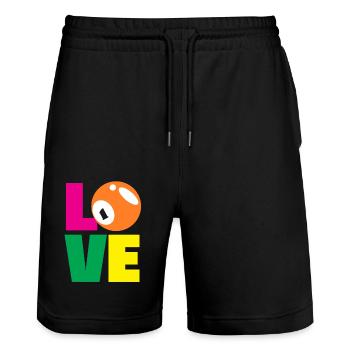 Bingo Spieler Liebe Buntes Design - Stanley/Stella Unisex Bio Joggingshorts Trainer  - Schwarz - Vorne - Nik (191cm) & Marisol (170cm)