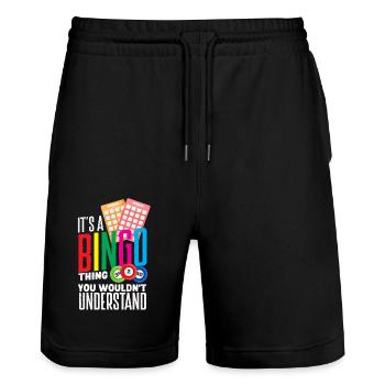 Bingo Ding Du Würdest Es Nicht Verstehen - Stanley/Stella Unisex Bio Joggingshorts Trainer  - Schwarz - Vorne - Nik (191cm) & Marisol (170cm)
